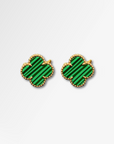 Trèfle earrings with faux malachite detail 